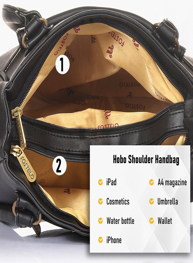 Fostelo Women's Jennie Satchel Tote Handbag for Women | Hobo Bag for Work | Ladies Purse | Stylish Shoulder Bag | Gift For Women | Black - Image 5